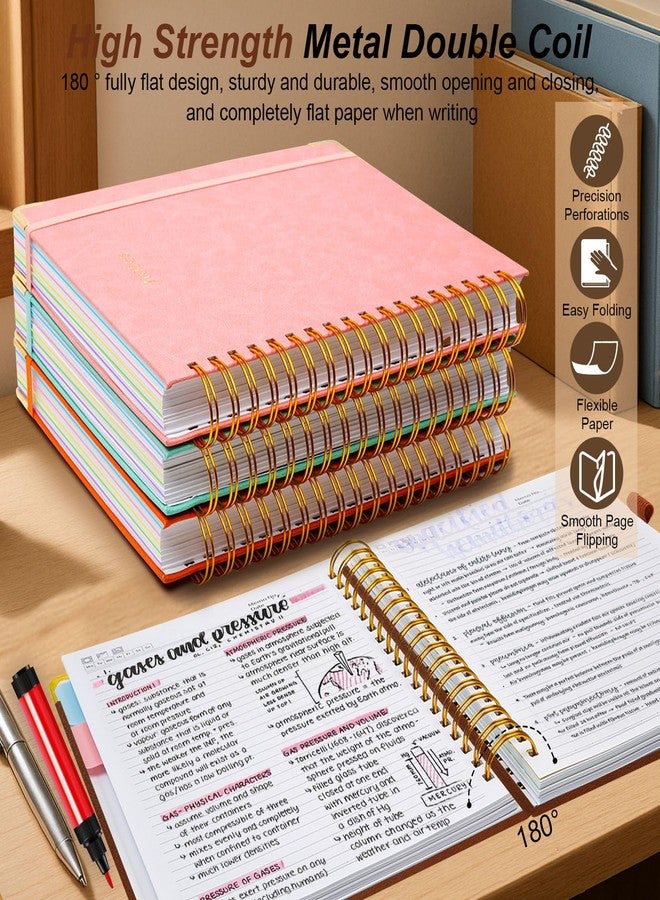 GDGDSY Hardcover Spiral Notebook 8"x10" Journal Notebook with Tabs and Removable Dividers 300 Pages 5 Subject Notebook College Ruled, Faux Leather Spiral Bound Notebook for Women, Students, School Work - Image 3