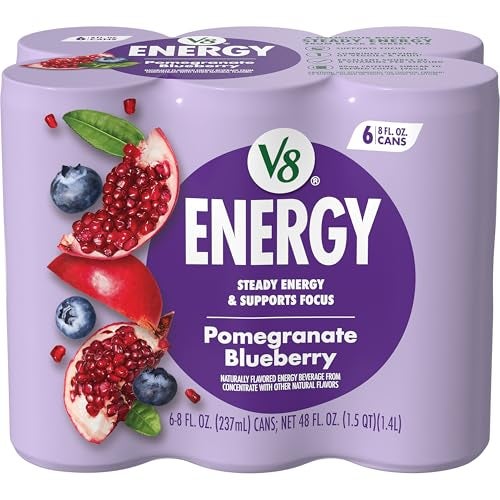 V8 Energy Pomegranate Blueberry Juice Energy Drink 8 fl oz Can 6 Pack - Image 1