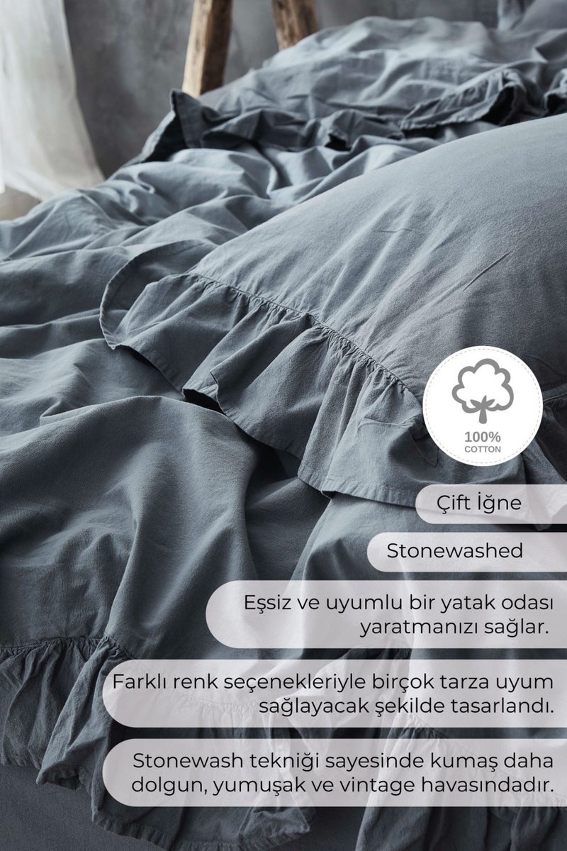 Marla Home Arya Stonewashed Cotton Ruffle Duvet Cover Set Double  - Image 3