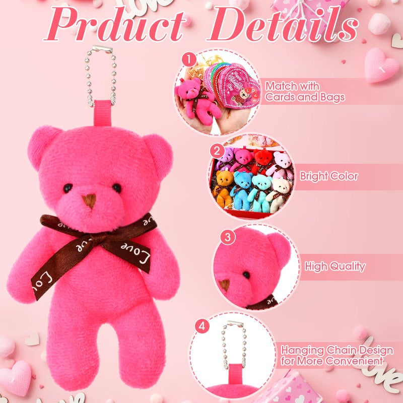 Blueweenly 40 Pack Valentines Mini Plush Bears with Heart Cards and Organza Bags 4.7 Inch Small Stuffed Bear for Exchange Prize Gifts Party Favors(Classic) - Image 3