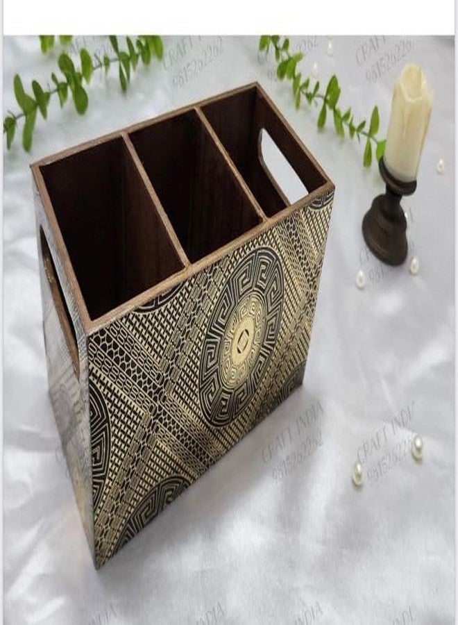 CREATIVE HANDS By Sheetal Multipurpose Cutlery Holder | 3 compatment box (Design 9)