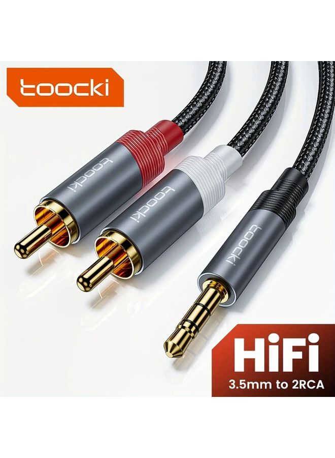 Gray Toocki 3 5mm to 2RCA Audio Cable with USB Charging 3M Aux Cable - Image 2