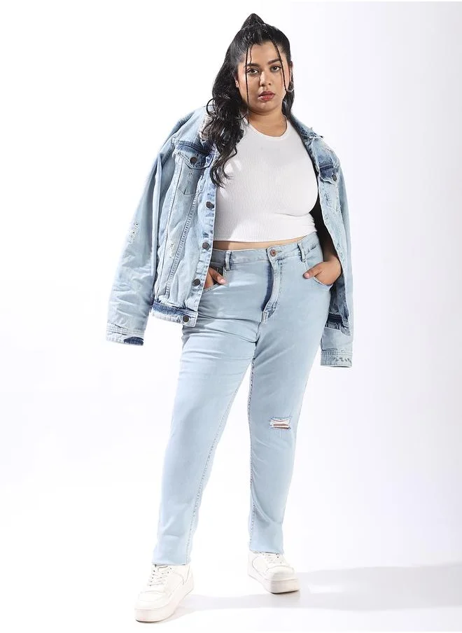 HIGH STAR Blue Jeans Plain Button Woven Full High-rise for Women – Make every day iconic