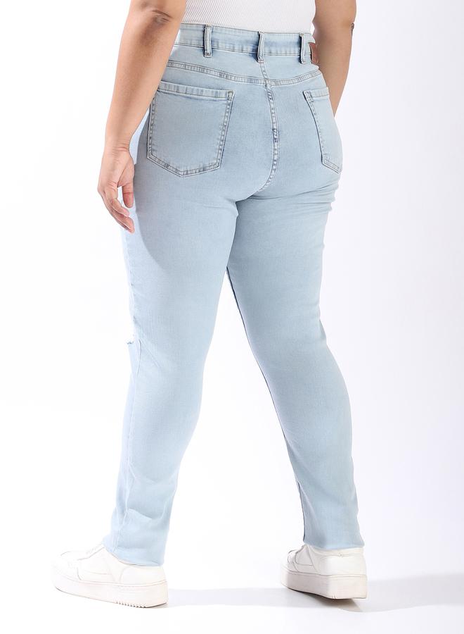 HIGH STAR Women Comfort Skinny Fit High-Rise Light Disressed Streachable Fade Jeans  - Image 5