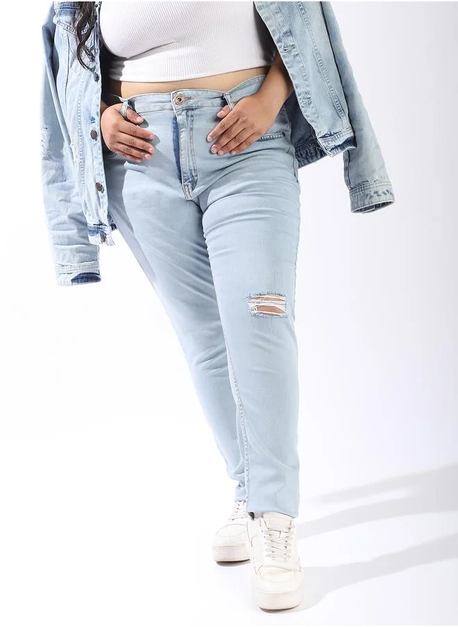 HIGH STAR Blue Jeans Plain Button Woven Full High-rise for Women – Make every day iconic