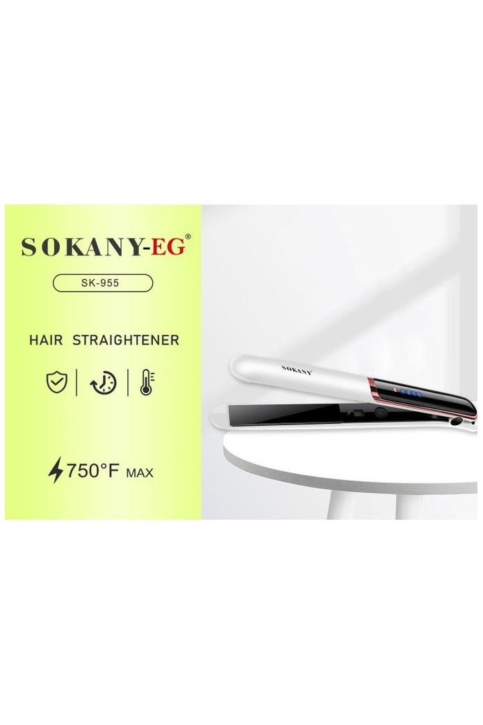 sokany SK-955 Professional Hair Straightener - White - Image 2