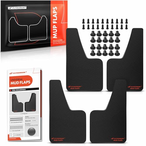 A-Premium APremium 4 Pcs Black Universal Splash Guards Mud Flaps Mudflaps Mudguard Fender Flares for Car Sedan Coupe with Hardware Front and Rear