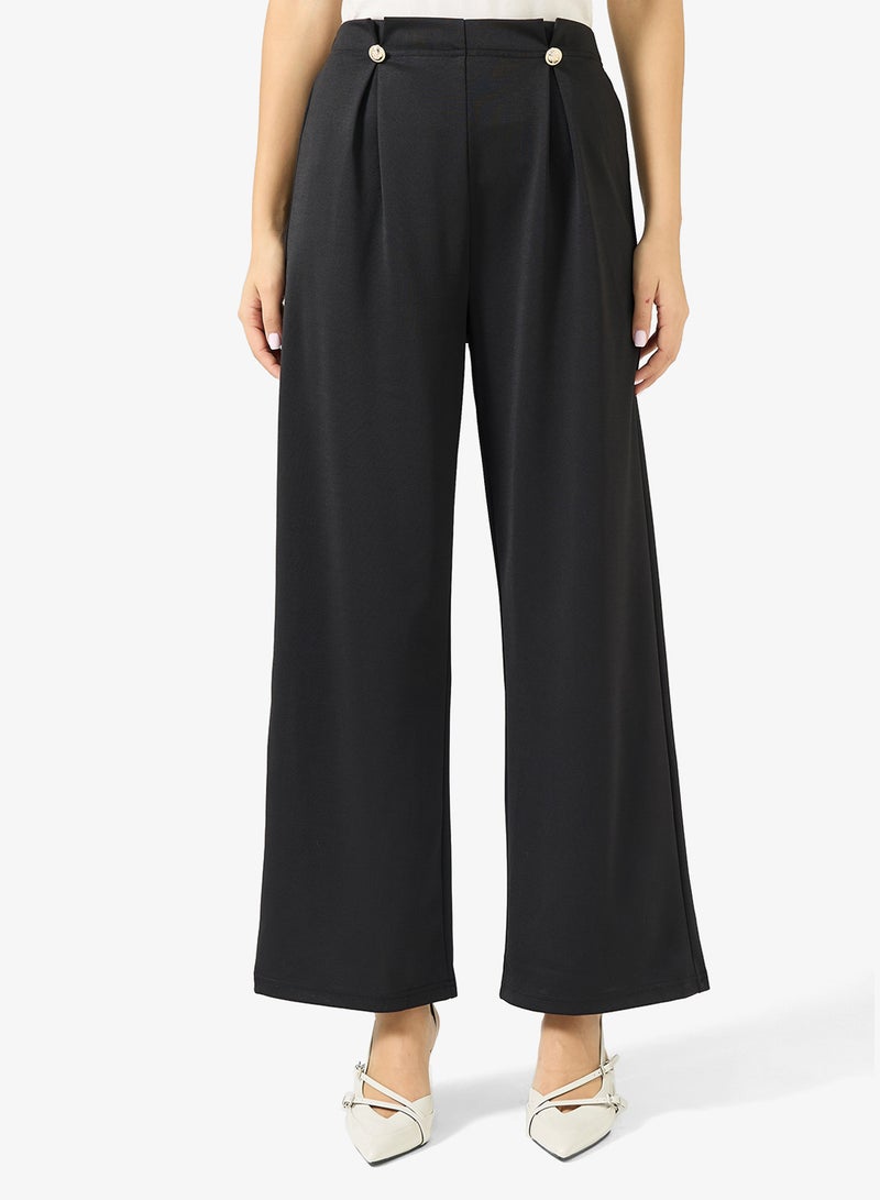 ايلا بنطلون خصر عالي بتفاصيل زر عند الخصر - Image 1