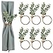 Amabro Napkin Rings Set of 6 Rustic Farmhouse Boho Green Leaf Eucalyptus Wood Bead Napkin Rings Holder for Fall Spring Thanksgiving Christmas Easter Weddings Table Decor - Image 2