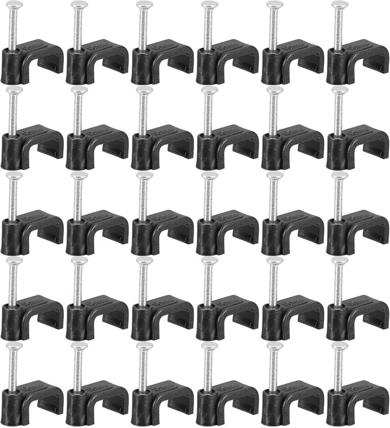100pcs Black Cable Fixing Clips with Steel Nails Half Clamp Wire Support for Electrical Wiring and Tubing Management Tools - Image 1