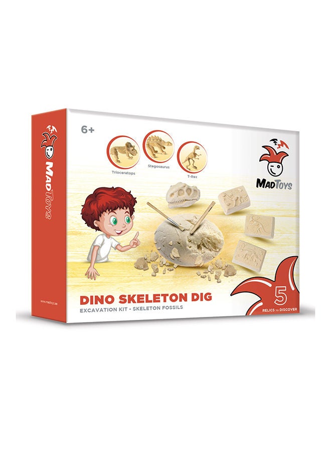 MAD TOYS مجموعة أدوات حفر الحفريات العلمية 5 هياكل عظمية للديناصورات - Image 1