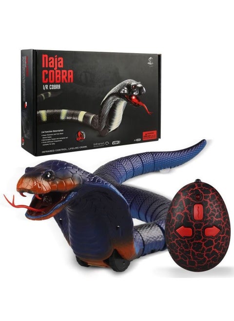 Electric Snake Boy Toy 7-10 Years Old Remote Control Simulation Model Toy For Children's Day Delivery-Color:Blue Cobra-45CM [remote Control Version]-low Configuration [6 Batteries]]