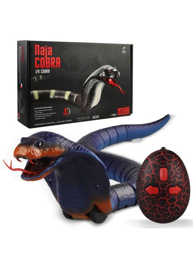 Electric Snake Boy Toy 7-10 Years Old Remote Control Simulation Model Toy For Children's Day Delivery-Color:Blue Cobra-45CM [remote Control Version]-low Configuration [6 Batteries]]  - Image 1