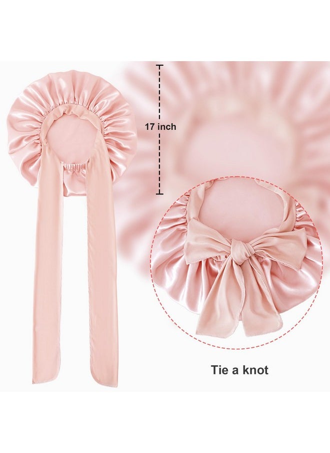 BE BIGEDDIE Large Silk Bonnet For Sleeping Satin Hair Bonnet For Sleeping With Tie Band Double Layer Satin Bonnets For Women Natural Curly Hair Shower Cap  - Image 4