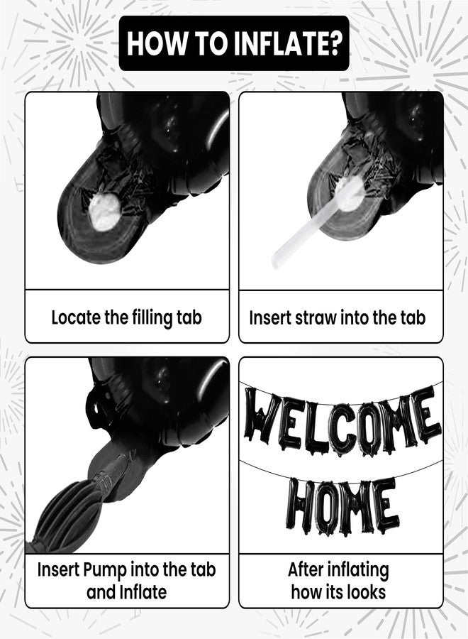 KatchOn Black Welcome Home Balloons - 16 Inch | Welcome Home Banner for House Warming Decoration Party | Family Gathering Banner - Image 5