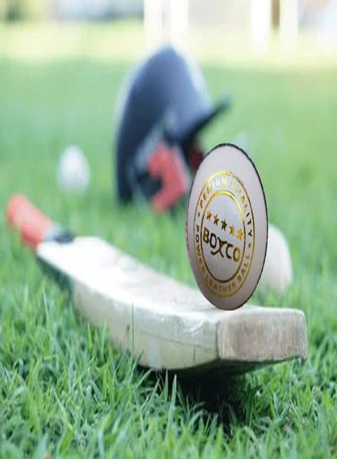 BOXCO Power Hand Stiched Four Piece Cricket Leather Ball for T20, One Day and Test Matches (White) (Pack of 4) - Image 2