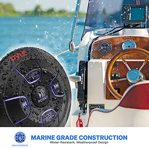 Pyle Car Wireless Bluetooth Audio Controller - Bluetooth Media Button Rated Marine Receiver Remote Control w/ USB, AUX, Mount for Car Truck Boat Marine PowerSport Vehicles - Pyle PLMRBTRD1 - Image 4