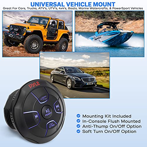Pyle Car Wireless Bluetooth Audio Controller - Bluetooth Media Button Rated Marine Receiver Remote Control w/ USB, AUX, Mount for Car Truck Boat Marine PowerSport Vehicles - Pyle PLMRBTRD1 - Image 3