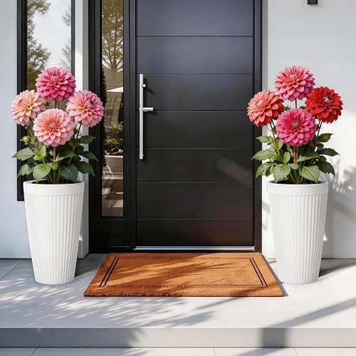 Ultym 20" Tall Planters for Indoor Outdoor Plants (Set of 2), Cement-Look Large Flower Pots, High-Desity Resin Planters, UV-Protected Outdoor Pots for Garden, Balcony, Porch or Living Room Decor - Image 2