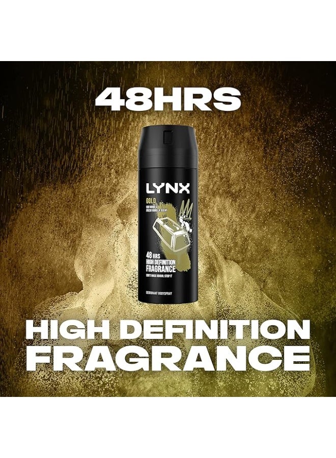 Lynx Gold 48 hours of odour-busting zinc tech Bodyspray oud wood & fresh vanilla deodorant 150 ml - Image 4