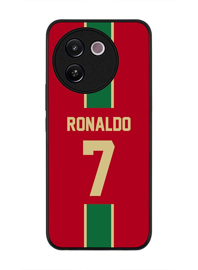 Stylizedd Rugged Black edge case for Vivo V30e, Slim fit Soft Case Flexible Anti Drop TPU Gel Thin Cover - Football Team - Portugal, Player Name - Ronaldo - Image 1