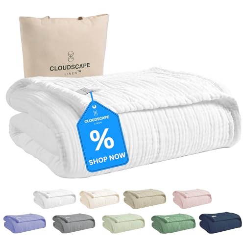 Soft 4 Layer Muslin Cotton Blankets Queen Size for Bed 100 Cotton Blanket for All Season PreWashed Gauze Best Summer Blanket 92x92 White