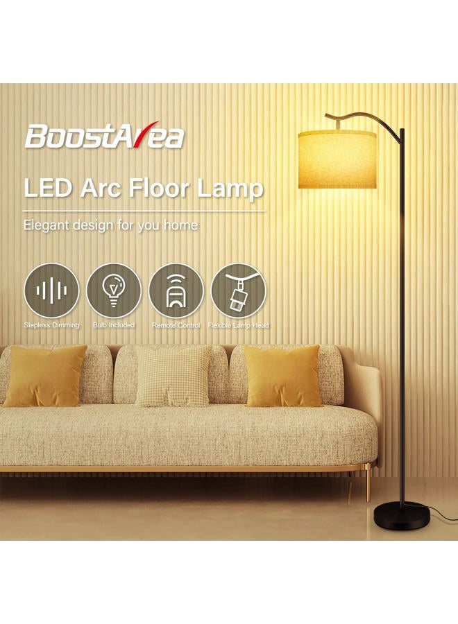 BoostArea Floor Lamp for Living Room,Arc Floor Lamp with Remote Control,Stepless Dimmable Brightness & Colors Temperature 2700k-6500k,Modern Standing Lamp for Bedroom Study Room Office,Beige - Image 3