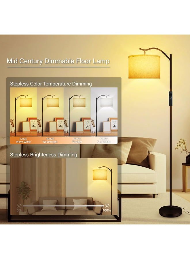 BoostArea Floor Lamp for Living Room,Arc Floor Lamp with Remote Control,Stepless Dimmable Brightness & Colors Temperature 2700k-6500k,Modern Standing Lamp for Bedroom Study Room Office,Beige - Image 2