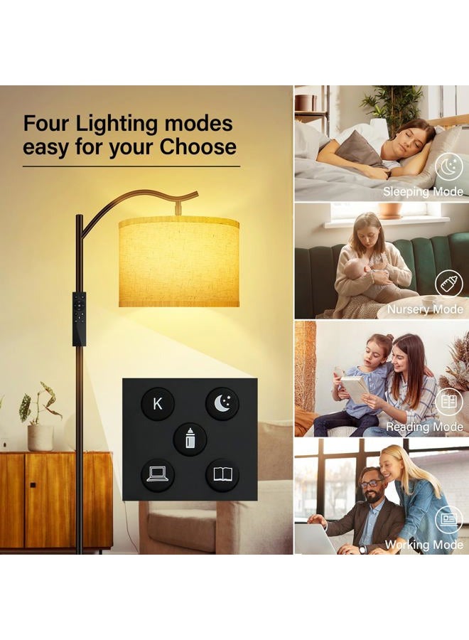 BoostArea Floor Lamp for Living Room,Arc Floor Lamp with Remote Control,Stepless Dimmable Brightness & Colors Temperature 2700k-6500k,Modern Standing Lamp for Bedroom Study Room Office,Beige - Image 5