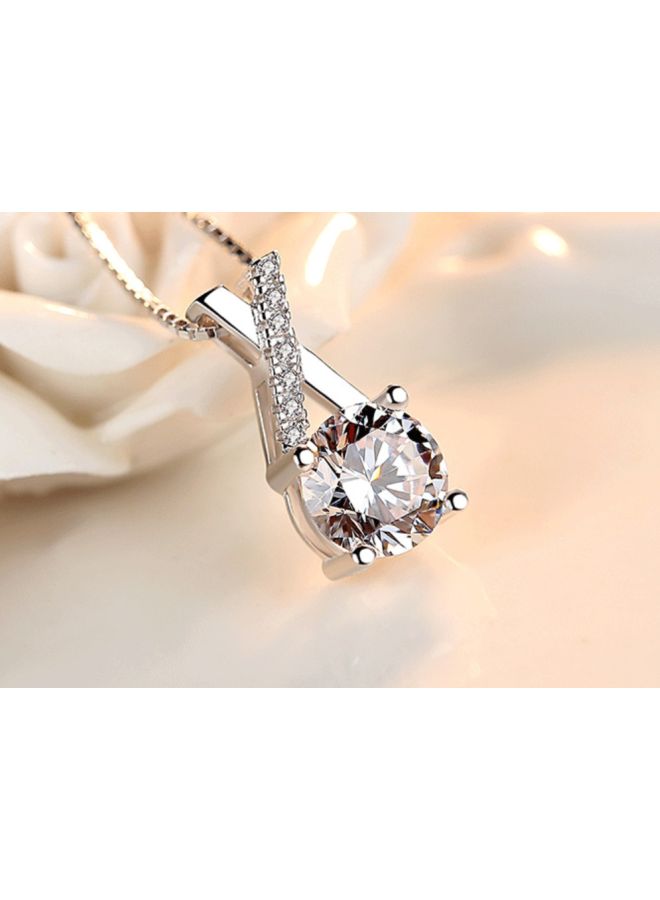 J&J 925 Sterling Silver Zircon Studded Pendant Necklace - Image 5