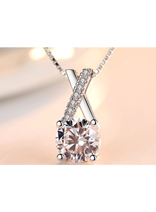 J&J 925 Sterling Silver Zircon Studded Pendant Necklace - Image 4