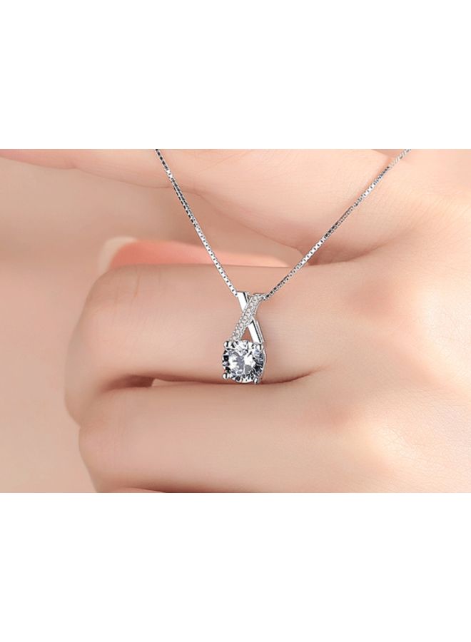 J&J 925 Sterling Silver Zircon Studded Pendant Necklace - Image 3