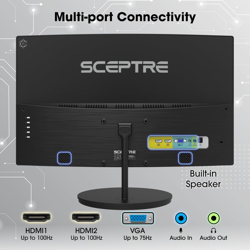 Sceptre New! Sceptre Curved 27-inch Gaming Monitor 100Hz 1080p R1500 98% sRGB HDMI x2 VGA Build-in Speakers, VESA Wall Mount Machine Black 2026 (C275W-1920RN Series) - Image 2