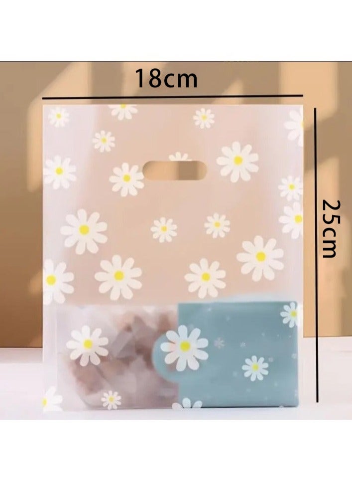 MIXDE 50 Pieces Reusable Transparent Bags For Gifts And Distributions Decorated With Flowers, Food Bags, Clear Bags, Flower Bags, Clear 25×18cm - Image 3