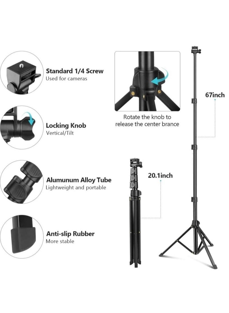 Jmary حامل ثلاثي القوائم MT36 Selfie Stick للهاتف بطول 67 بوصة مع مشبك للهاتف بطول 1.7 متر لتصوير مقاطع الفيديو - Image 3