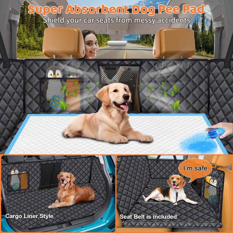 URPOWER Dog Car Seat Cover for Pets 100% Waterproof Seat Cover Hammock 600D Heavy Duty Scratch Proof Nonslip Durable Soft Back Seat Covers for Full Size Trucks - Image 3