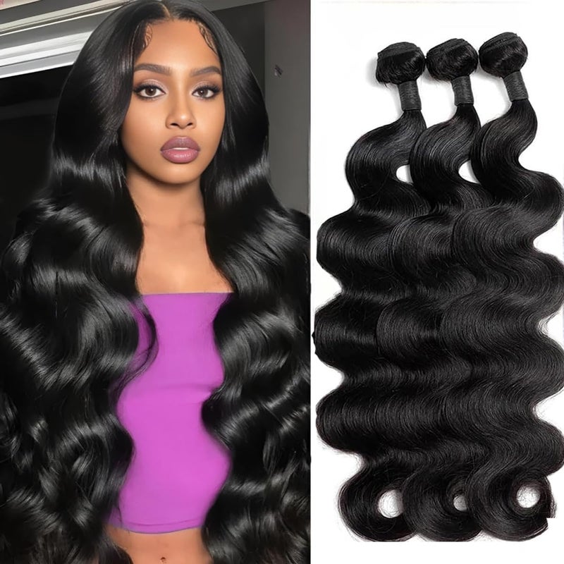 Datanala Brazilian Virgin 12A 100 Unprocessed Body Wave Human Hair 3 Bundles weave human hair Long Inch Extension Natural Black Color for Women 18 20 22Inch Body Wave Bundles