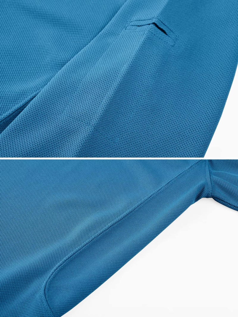 MAGCOMSEN Golf Shirts for Men Collared Polo Shirts Performance Quick Dry Jersey Polo Shirt Blule Green XXL - Image 3