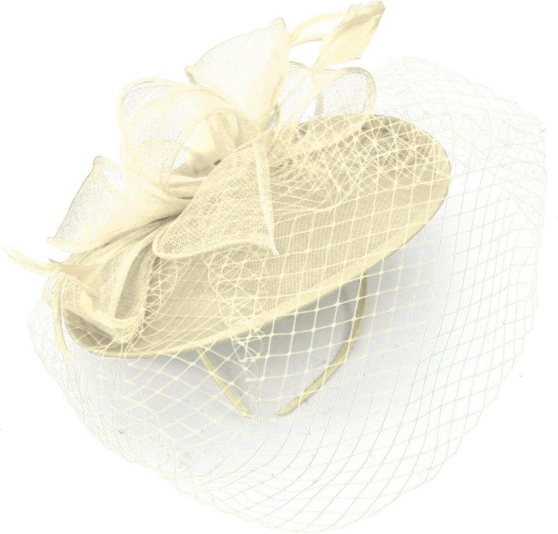 Caprilite Saucer Sinamay Headband Fascinator Wedding Ascot Hat Hatinator Birdcage Veil - Image 2