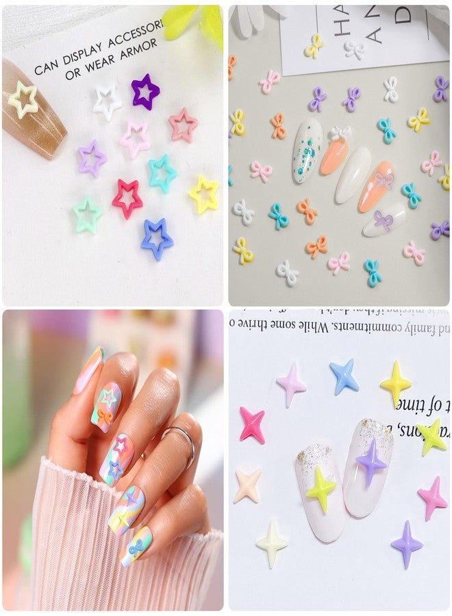 KWOLYKIM 180Pcs Colorful Bow Star Nail Art Charms 3D Starlight Bow-Knot Star Mix Color Nail Art Accessories Kawaii Resin Nail Rhinestone for Acrylic Nail Decoration Manicure DIY for Women Girls - Image 3