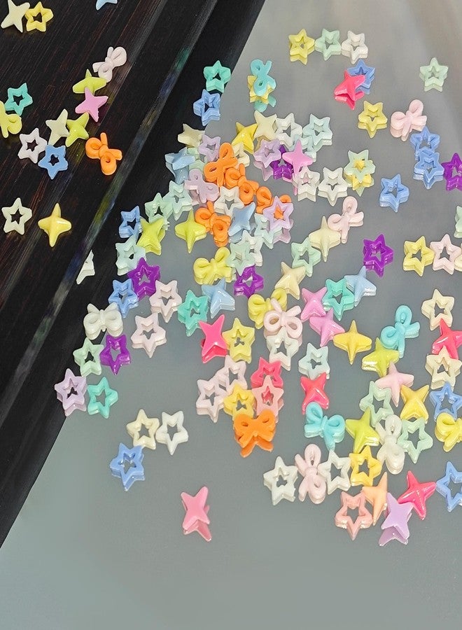 KWOLYKIM 180Pcs Colorful Bow Star Nail Art Charms 3D Starlight Bow-Knot Star Mix Color Nail Art Accessories Kawaii Resin Nail Rhinestone for Acrylic Nail Decoration Manicure DIY for Women Girls - Image 5