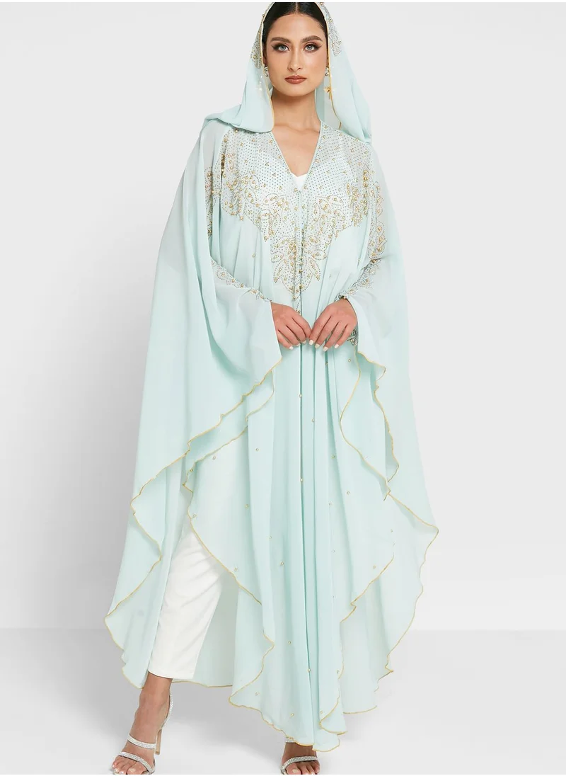 Khizana Embellished Abaya With Hood