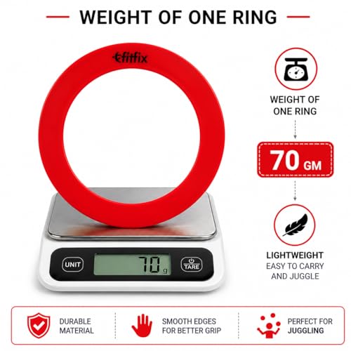 Fitfix® Polyproplene Juggling Magician Rings, Sports Rings for Kids, Boys and Girls for Age 5+, Set of 6 Size Diameter 24 Cm / 9 Inches,Assorted - Image 3