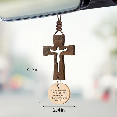 Hangwoous Cross for Car Mirror Hanging Accessories With Bible Verse - Scan Phone For Daily Bible Verse - Rear View Mirror Hanging Accessories - Car Cross Ornament - New Driver Gifts - Christian Gift For Men - Image 3