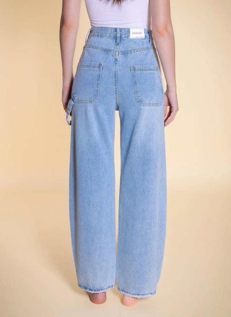 Shapes Light Blue UTILITY WIDE-LEG JEANS for Women | Best Price UAE