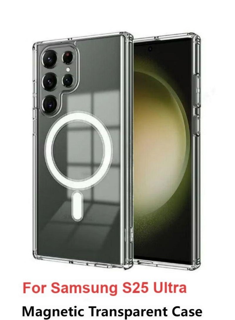 Case Cover Clear for Samsung Galaxy S25 Ultra with Support Magsafe Charger Charging Thin Shockproof and Transparent Non-yellow Case  - Image 1