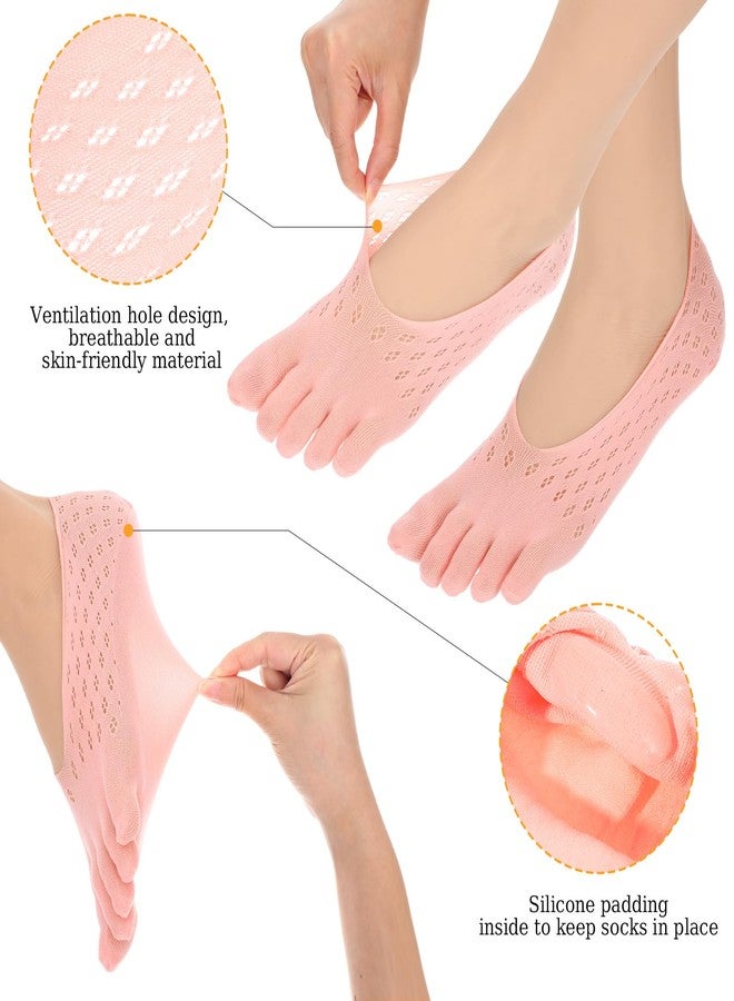 Qianyu 5 Pairs Bunion Relief Socks for Women Align Toe Separator Socks No Show Low Cut Five Finger Toe Alignment Compression Sock Athletic Breathable Sock for Women Men - Image 4