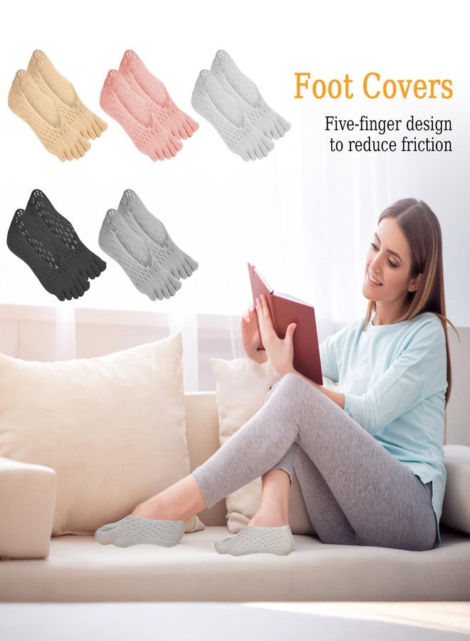 Qianyu 5 Pairs Bunion Relief Socks for Women Align Toe Separator Socks No Show Low Cut Five Finger Toe Alignment Compression Sock Athletic Breathable Sock for Women Men - Image 5