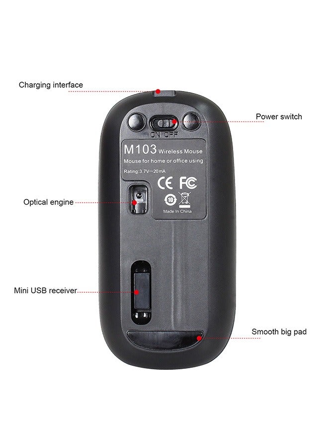 Rechargeable Wireless Optical Mouse Black - Image 3