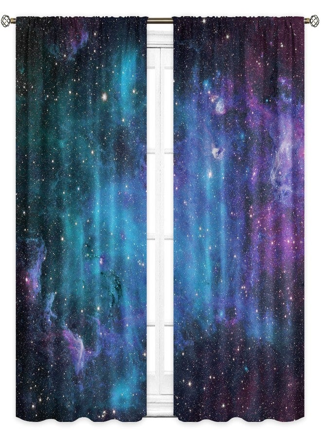 Cinbloo Kids Galaxy Curtains 42W x 52L Inch Outer Space Nebula Boys Bedroom Decor Rod Pocket Blue Universe Planet Fantasy Starry Star Art Printed Living Room Window Drapes Treatment Fabric 2 Panels - Image 3
